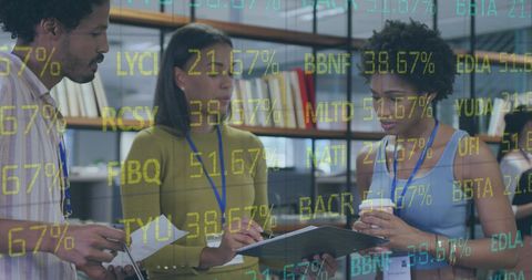 Business Team Analyzing Financial Statistics for Strategic Planning