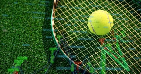 Tennis Gear on Court with Financial Overlay Symbolizing Market Dynamics