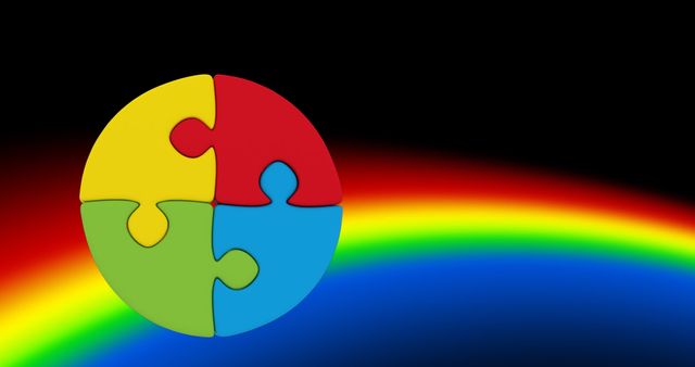 Colorful Puzzle Pieces on Rainbow Background for Brain Activity Concept - Download Free Stock Images Pikwizard.com