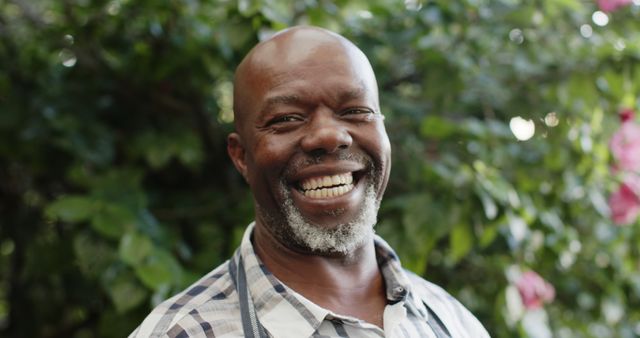 Smiling Mature Man Outdoors in Garden Setting - Download Free Stock Images Pikwizard.com