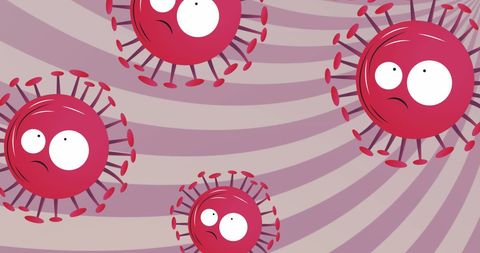 Abstract illustration of cartoon-like virus particles