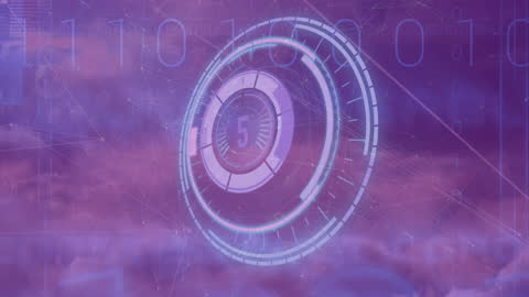 Futuristic Digital Interface with Countdown and Binary Code