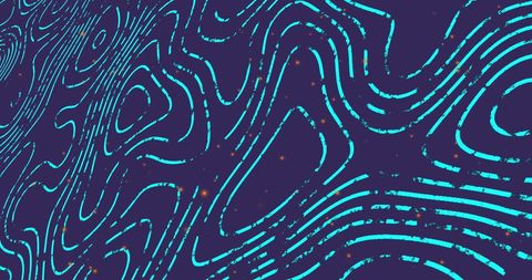 Abstract wavy lines on dark background with starry accents