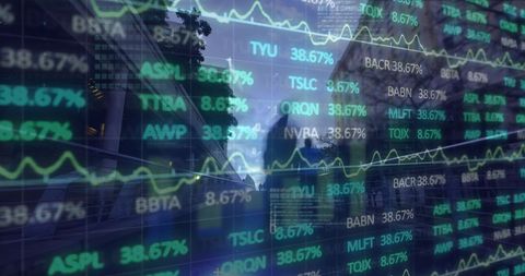 Futuristic Financial Data Overlay on Modern Cityscape - Download Free Stock Images Pikwizard.com