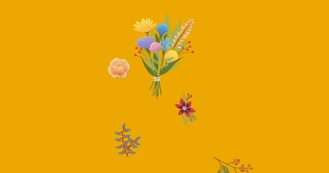 Vibrant Floral Arrangement on Bold Orange Background - Download Free Stock Images Pikwizard.com