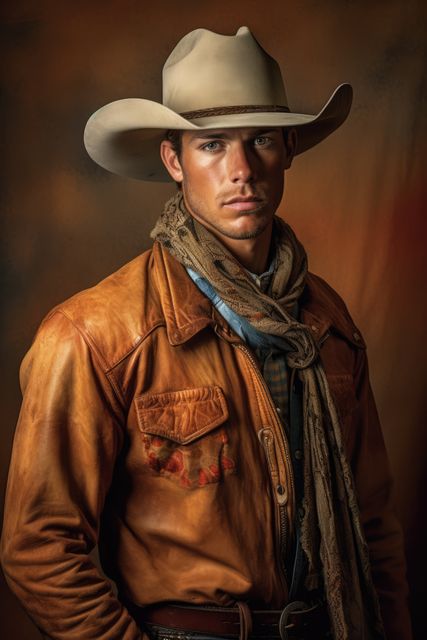 Portrait of caucasian cowboy with hat, created using generative ai technology - Download Free Stock Photos Pikwizard.com
