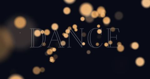 Glowing outlined dance typography over golden bokeh on dark cinematic minimalist backdrop