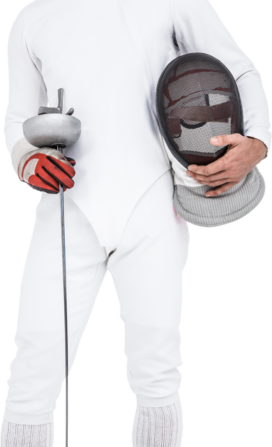 Transparent Fencer Holding Mask and Sword in White Attire - Download Free Stock Videos Pikwizard.com