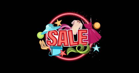 Vibrant Fashion Sale Banner with Clothing and Accessories