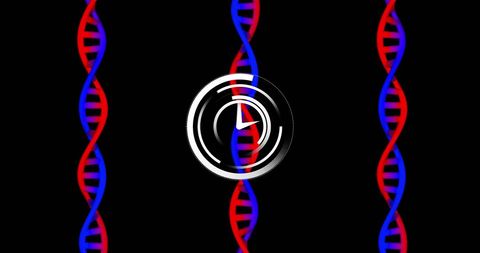 DNA and Clock Overlay Representing Genetic Advancements