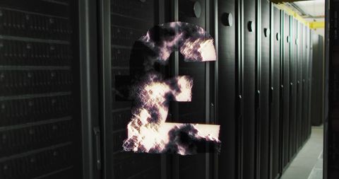 Pound Symbol Surrounded by Smoky Effect in Data Center