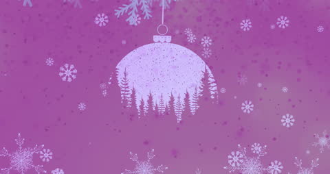 Creative Christmas Bauble Animation with Falling Snow and Forest Design