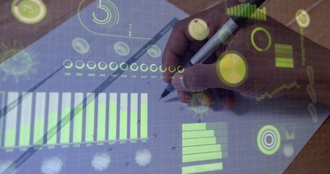 Handwriting with digital covid-19 data overlay