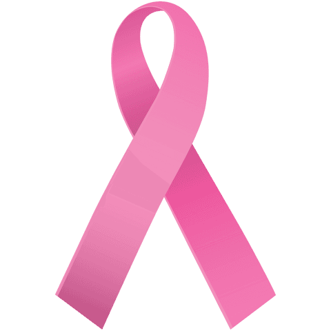 Transparent pink ribbon icon highlighting breast cancer awareness