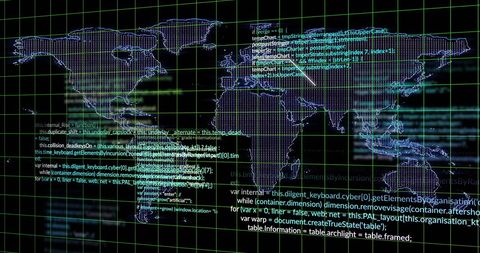 Digital Data Processing Overlaid on World Map - Download Free Stock Images Pikwizard.com
