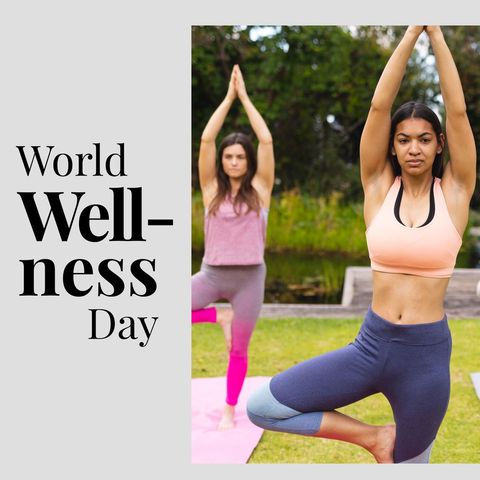 multiracial women practicing yoga on world wellness day outdoors - Download Free Stock Templates Pikwizard.com