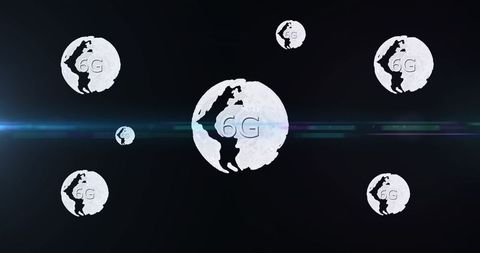 Futuristic 6G Network Concept with Globe on Dark Background