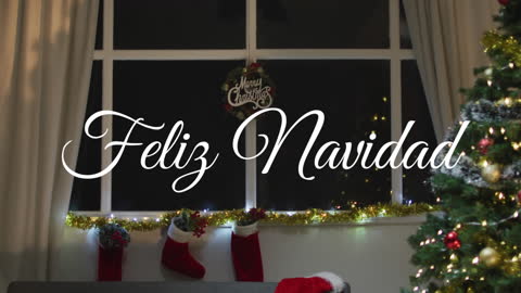 Festive Christmas Greeting with Holiday Decor and Tree