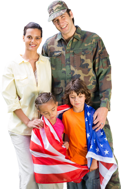 Happy Caucasian Male Soldier with Family on Transparent Background - Download Free Stock Videos Pikwizard.com