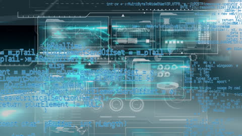 Futuristic Interface with Digital Data Streams