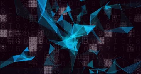 Futuristic network mesh with cyan polygons on dark digital background