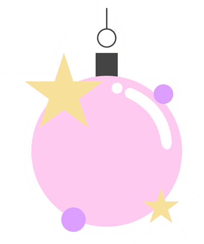 Festive Pink Ornament with Stars on Transparent Background for Whimsical Holiday Decor