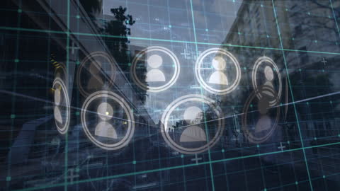 Network Connections Overlaid on Urban Cityscape Visualization