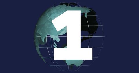 Turquoise Globe with Bold Numeric One Overlay