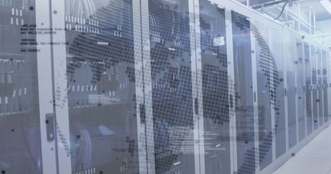 Data Processing in Modern Server Room with Global Digital Interface - Download Free Stock Images Pikwizard.com