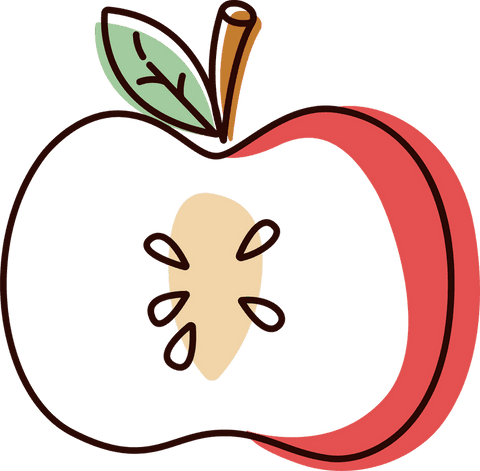 Simple Transparent Apple Half with Seeds and Leaf Illustration - Download Free Stock Videos Pikwizard.com