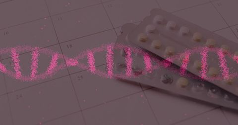Healthcare Advancements: Pills, DNA Strand, and Calendar Background