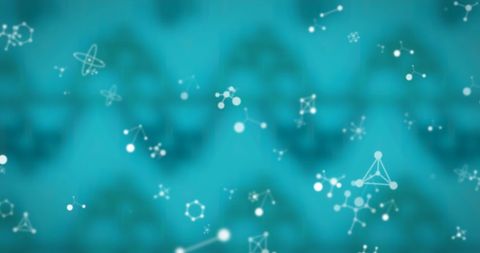 Abstract Molecule Connections on Blue Background