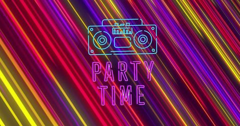 Retro Boombox with Neon Light Trails Symbolizing Party Vibes - Download Free Stock Images Pikwizard.com