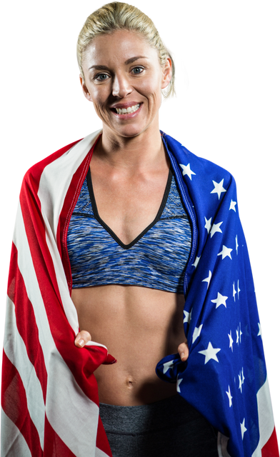 Athlete Posing with American Flag on Transparent Background - Download Free Stock Videos Pikwizard.com