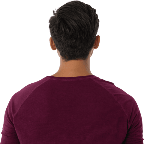 Transparent Image of Man from Rear View Wearing Burgundy Shirt - Download Free Stock Videos Pikwizard.com