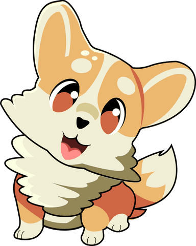 Cartoon corgi puppy sitting tilting head on transparent background