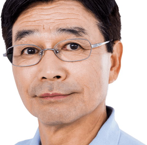 Close-Up Transparent Portrait of Man Wearing Eyeglasses