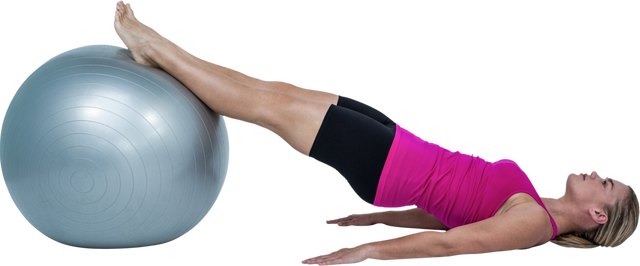 Caucasian Woman Exercising on Fitness Ball Transparent Background - Download Free Stock Videos Pikwizard.com