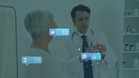 Doctor Explaining Medication with Social Media Concept