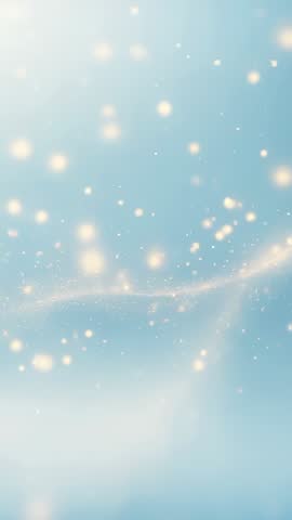 Golden Sparkles Drifting Over Soft Blue Field, Forming Luminous Wave - Vertical Loop