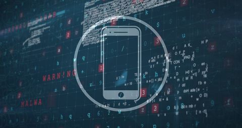 digital security concept with smartphone icon and data code - Download Free Stock Images Pikwizard.com