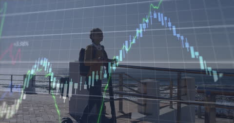 Financial Growth with Graph Overlay and Seaside Background