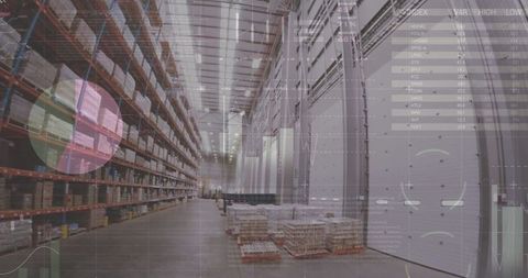 Warehouse with Digital Data Overlay of Global Shipping Insights - Download Free Stock Images Pikwizard.com