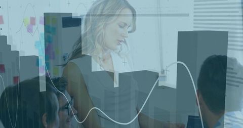 Businesswoman Leading Data-Driven Presentation in Modern Office