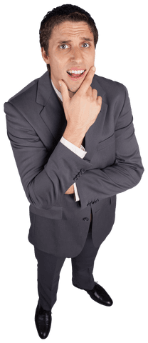 Transparent Businessman Thinking Holding Chin Gesture