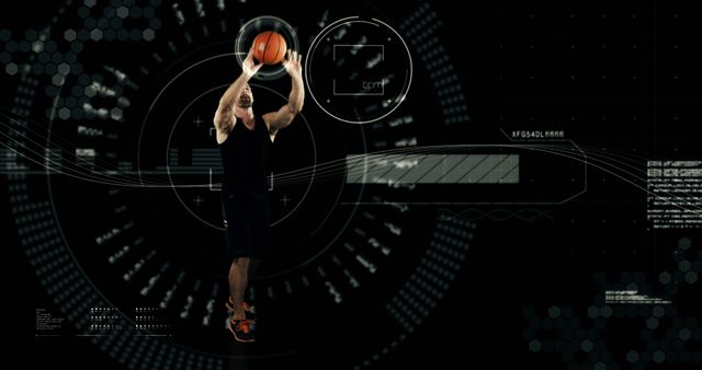 Athlete Practicing Basketball in Futuristic Virtual Reality Interface - Download Free Stock Images Pikwizard.com