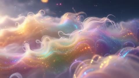 Ethereal Pastel Clouds with Luminous Cosmic Filaments
