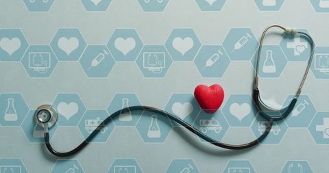 Stethoscope and Heart Symbolizing Healthcare with Digital Interface Overlay - Download Free Stock Images Pikwizard.com