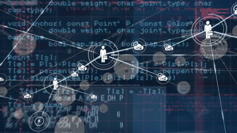 Digital Network Connectivity with Data and Icons Animation