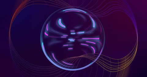 Digital Network Sphere with Rotating Purple and Blue Lights - Download Free Stock Images Pikwizard.com